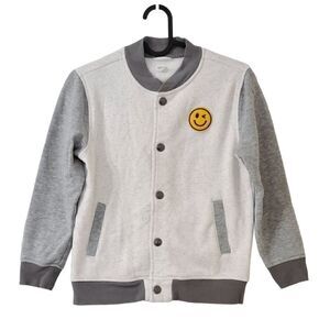 🙂 Gymboree Boy's Like A Boss Varsity Long Sleeve Smile Snap Sweat Jacket Size M